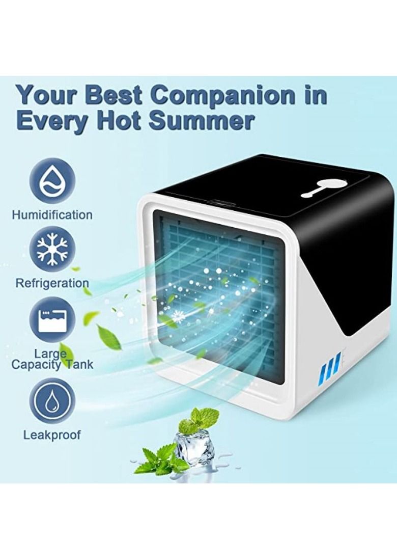 كول بيبي مكيف الهواء الشخصي المحمول مع 3 سرعات رياح مبرد هواء صغير مزود بطاقة مزود بـ 7 أضواء LED مكيف هواء صغير في مكتب غرفة النوم وفي الهواء الطلق - Image 4