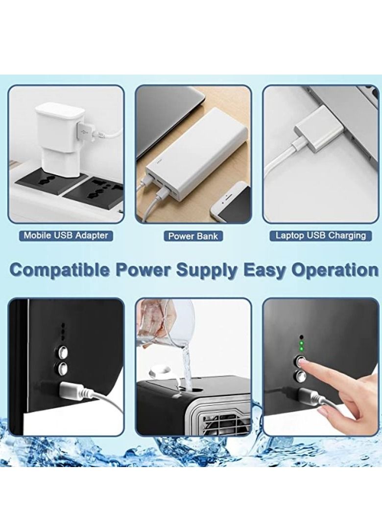 كول بيبي مكيف الهواء الشخصي المحمول مع 3 سرعات رياح مبرد هواء صغير مزود بطاقة مزود بـ 7 أضواء LED مكيف هواء صغير في مكتب غرفة النوم وفي الهواء الطلق - Image 3