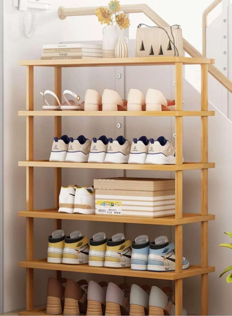 Generic 𝐅𝐅𝐃 Bamboo Shoe Rack – 6-Tier Storage Organizer, Multi-Functional Shelf for Shoes, Books, Plants & More – Lightweight, Easy to Assemble, Eco-Friendly Design, Beige  - Image 3