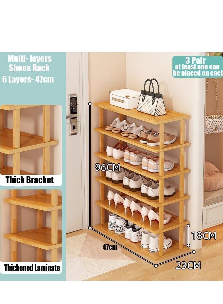 Generic 𝐅𝐅𝐃 Bamboo Shoe Rack – 6-Tier Storage Organizer, Multi-Functional Shelf for Shoes, Books, Plants & More – Lightweight, Easy to Assemble, Eco-Friendly Design, Beige  - Image 4