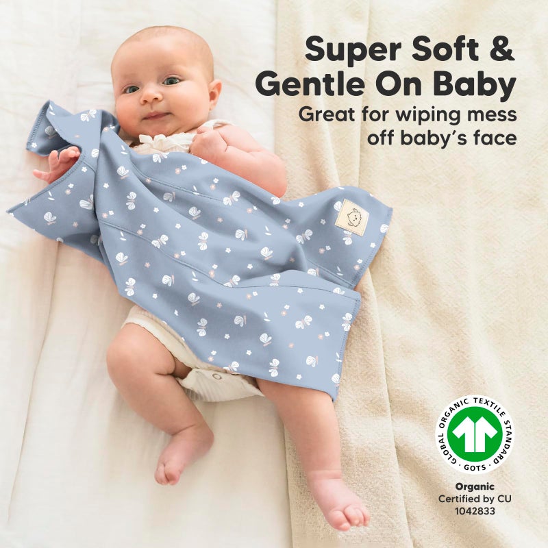 KeaBabies Organic Burp Cloths Baby Boy, Girl - 6-Pack Large Cotton Burping Cloths for Babies, Spit Up Rags, Super Absorbent, Ultra Soft Newborn Rag, Gender Neutral, Machine Washable, Durable (Fleur) - Image 4