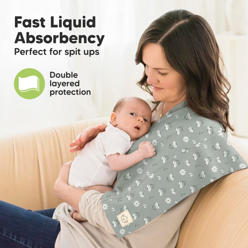 KeaBabies Organic Burp Cloths Baby Boy, Girl - 6-Pack Large Cotton Burping Cloths for Babies, Spit Up Rags, Super Absorbent, Ultra Soft Newborn Rag, Gender Neutral, Machine Washable, Durable (Fleur) - Image 2