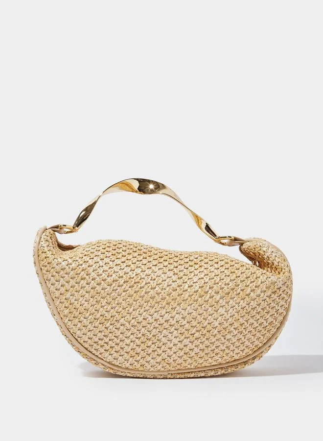Styli  Beige Textured Bag with Twisted Handle for Women | Best Price UAE