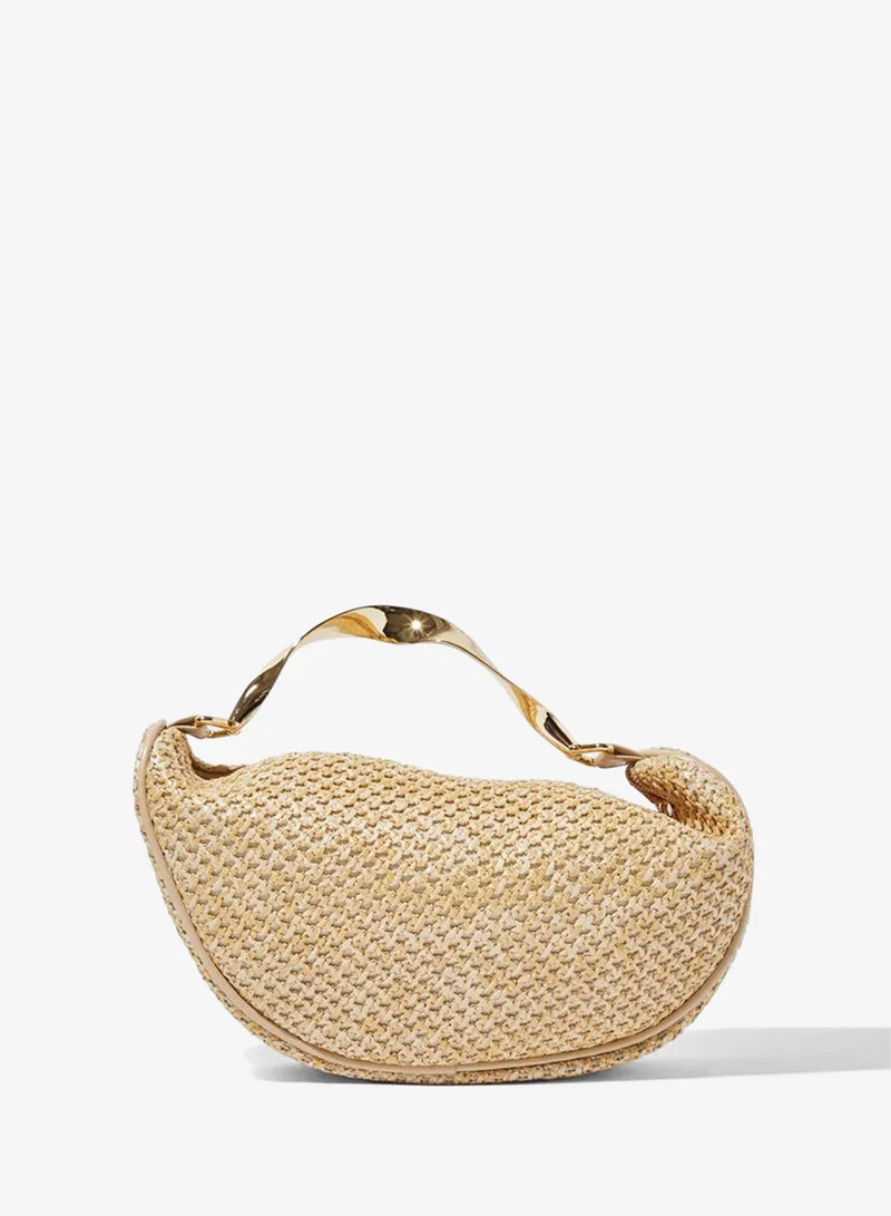 Styli Beige Textured Bag with Twisted Handle