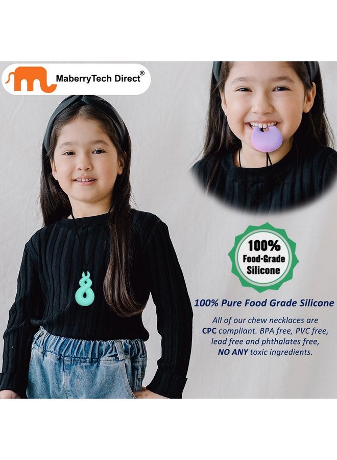 MaberryTech Direct Chew Necklaces for Sensory Kids Boys Girls, 6 Pack Silicone Sensory Chewy Necklace Mouth Fidgets Chewing Necklace for Kids Adults with Autism Anxiety ADHD, BPA Free - Image 2