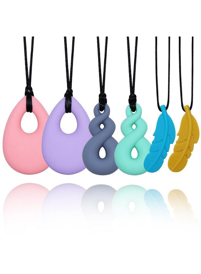 MaberryTech Direct Chew Necklaces for Sensory Kids Boys Girls, 6 Pack Silicone Sensory Chewy Necklace Mouth Fidgets Chewing Necklace for Kids Adults with Autism Anxiety ADHD, BPA Free - Image 1