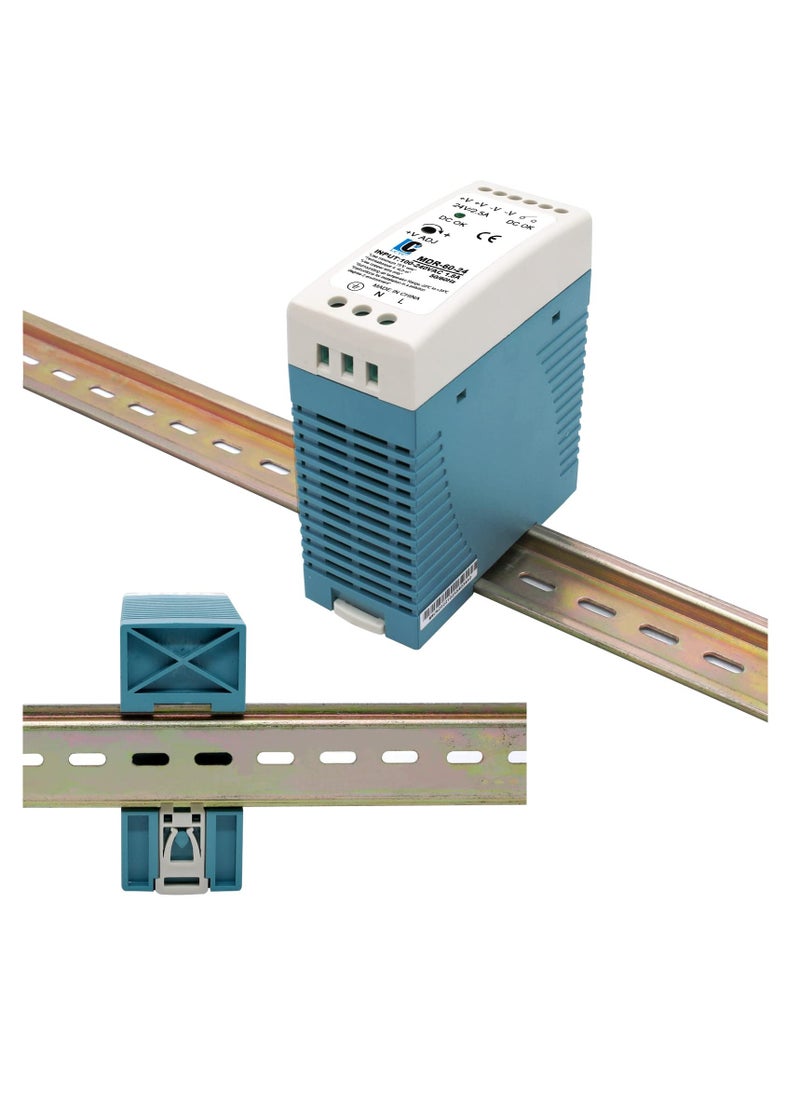 Excefore - Din Rail DC 24V Switching Power Supply, MDR 60W Rail Type, Input:100-240VAC,Output:24VDC,50/60HZ, Power Supply Switch Switching Converter, 24V 2.5 - Image 1