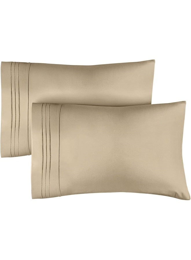 CGK Unlimited King Pillow Cases Set of 2 - Ultra Soft Hotel Quality Pillowcase Covers - Luxury Comfy Cozy Bedding for Women, Men, Kids & Teens - Machine Washable Pillow Protectors - 2 Pieces Set - King Size Cream  - Image 1