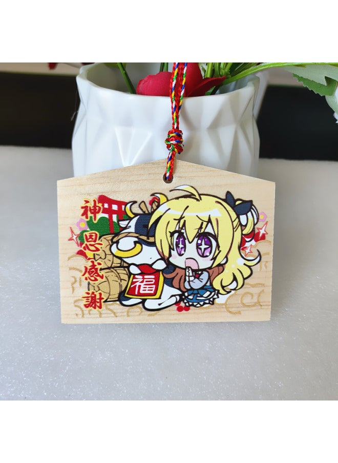 Animation Two-dimensional Thousands Of Love Flowers Wish Card Royal Guard Wish Card Solid Wood Card Listed In Japan Painted Horse Wood Card Cong Rain-Color:6—rena B (size 9*7cm) 10 Pieces  - Image 1