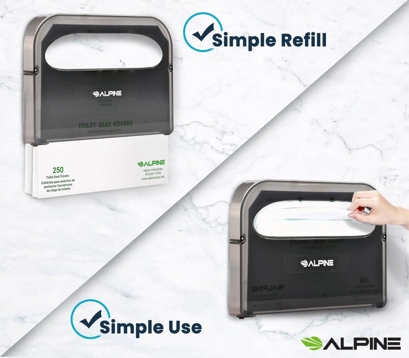 Alpine Industries Alpine Toilet Seat Cover Dispenser - Wall Mount Disposable Toilet Seat Cover Holder For Commercial And Residential Use, Half Fold. - Image 4