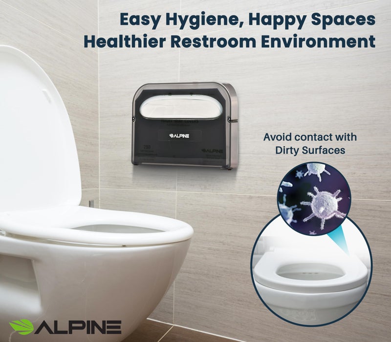 Alpine Industries Alpine Toilet Seat Cover Dispenser - Wall Mount Disposable Toilet Seat Cover Holder For Commercial And Residential Use, Half Fold. - Image 5