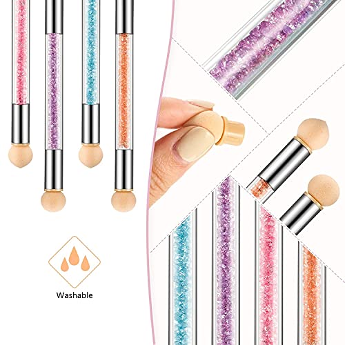 Royalkart 5 Pieces Sponge Nail Brush Picking Dotting Gradient Pen Brush Double Head Sponge Nail Brush Rhinestone Handle Acrylic Nail Painting Brush - Image 5
