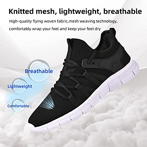 AOE Womens Walking Running Shoes Ultra Lightweight Breathable Mesh Tennis Shoes Non Slip Athletic Workout Gym Sneakers 8women / 7men Black/White - Image 2