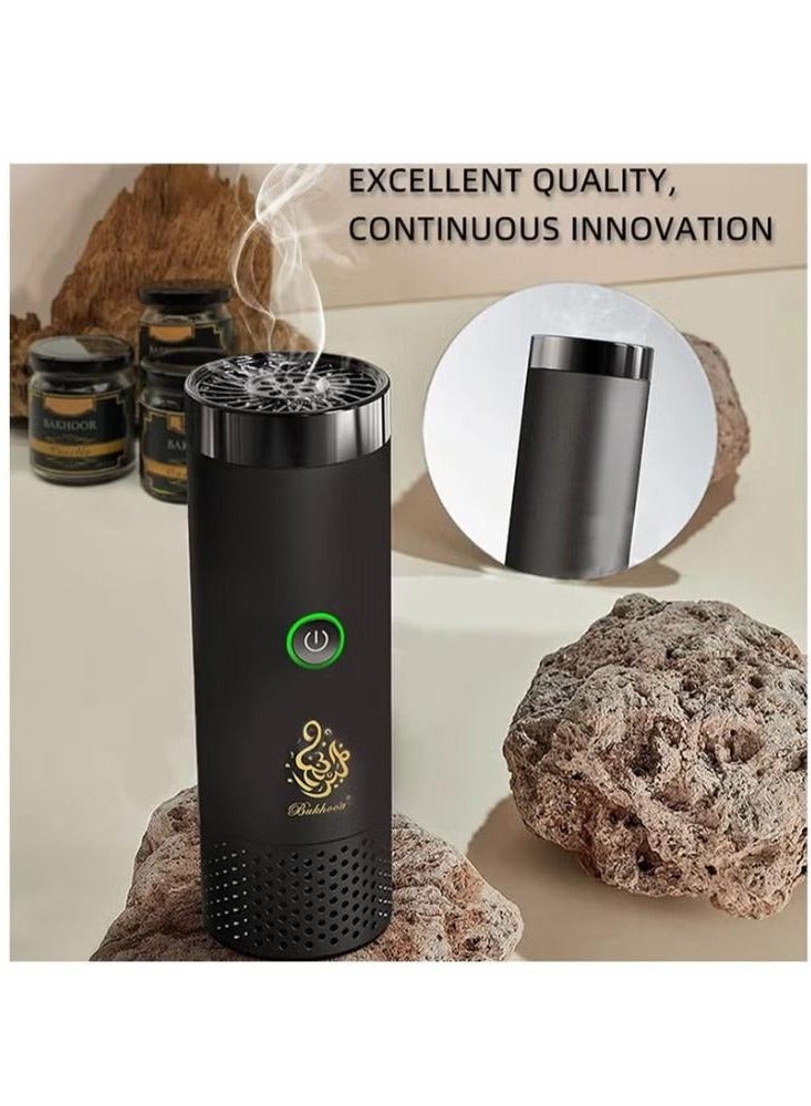 بخون 2 في 1 بخور الشعر مبخرة بخور إلكترونية مبخرة عربية مبخرة خشبية مبخرة مزدوجة - Image 2