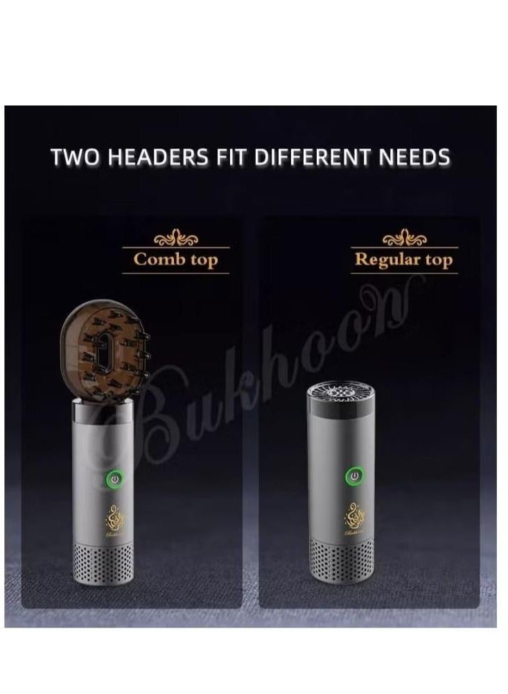 بخون 2 في 1 بخور الشعر مبخرة بخور إلكترونية مبخرة عربية مبخرة خشبية مبخرة مزدوجة - Image 5