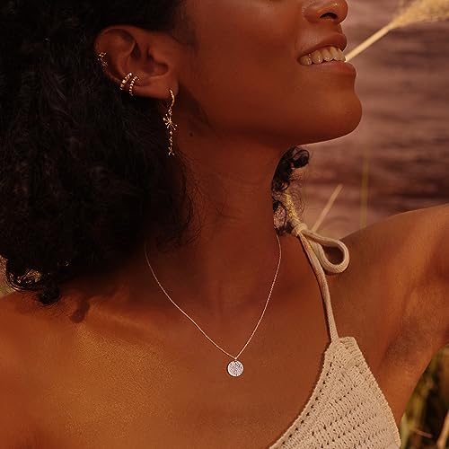 Fettero Pendant Necklace Sliver Hammered Coin Pendant Platinum Plated Dainty Simple Jewelry for Women - Image 3
