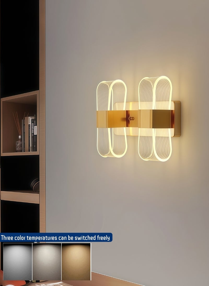 أورالوكسي اضاءه جداريه إضاءة سقف ذهبية بثلاث درجات حرارة ألوان قابلة للتعديل 10 وات مناسبة لغرفة المعيشة وغرفة النوم والممر - Image 2