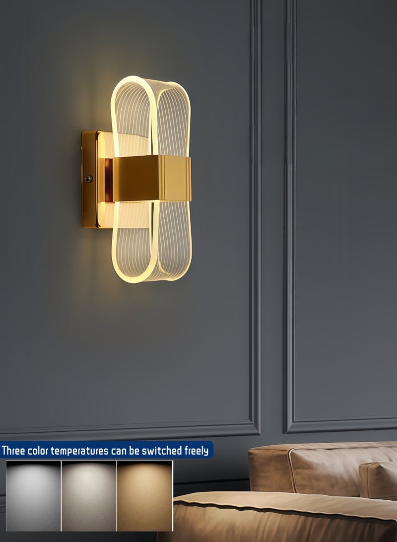 أورالوكسي اضاءه جداريه إضاءة سقف ذهبية بثلاث درجات حرارة ألوان قابلة للتعديل 10 وات مناسبة لغرفة المعيشة وغرفة النوم والممر - Image 1