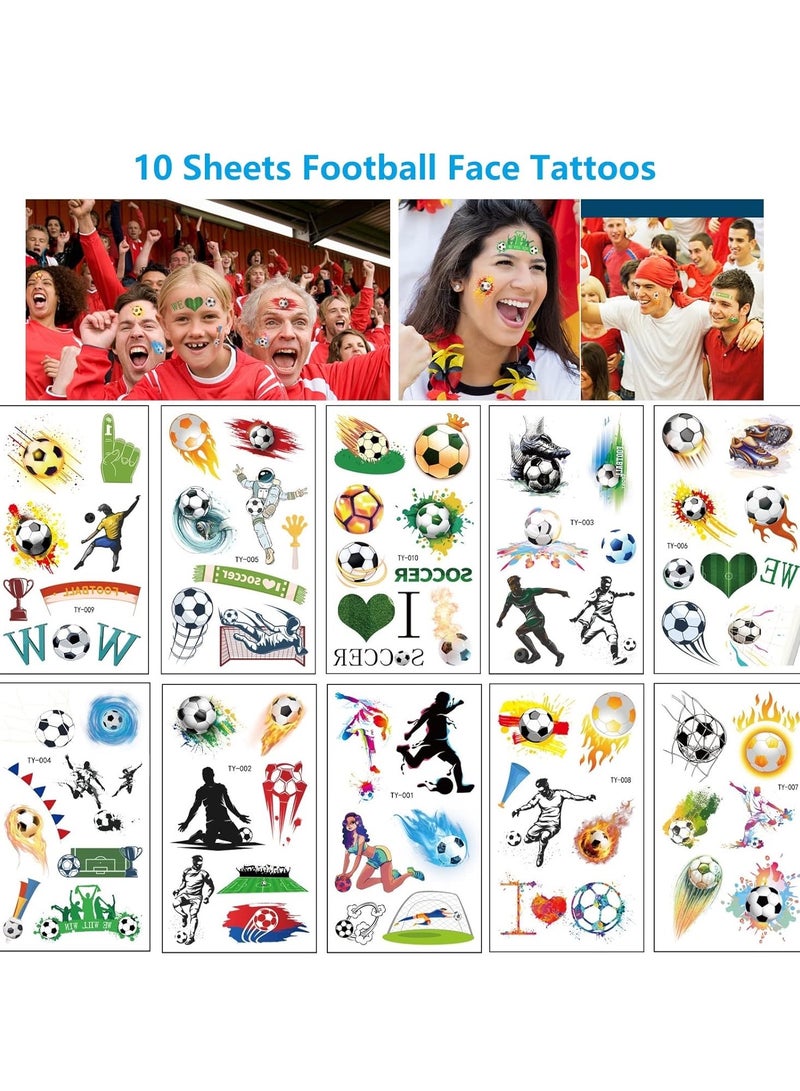 Soccer Football Face Tattoos Football Temporary Art Tattoo Football Sports Face Body Stickers for Football Birthday Theme Party Sports Event Game Party Favor Supply 10 Sheets - Image 5
