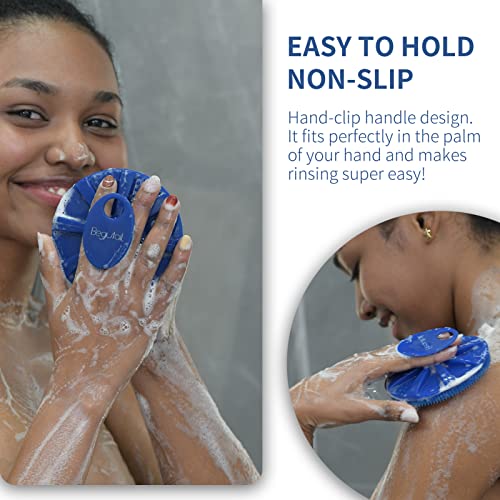 BEAUTAIL Silicone Body Scrubber, BEAUTAIL Shower Bath Scrubber, More Hygienic Than Traditional Loofah, Lather Nicely, Long Lasting, Gentle Exfoliating Brush for Women Men Baby Sensitive Skin, 1 Pack, Blue - Image 4