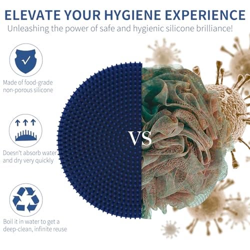 BEAUTAIL Silicone Body Scrubber, BEAUTAIL Shower Bath Scrubber, More Hygienic Than Traditional Loofah, Lather Nicely, Long Lasting, Gentle Exfoliating Brush for Women Men Baby Sensitive Skin, 1 Pack, Blue - Image 2