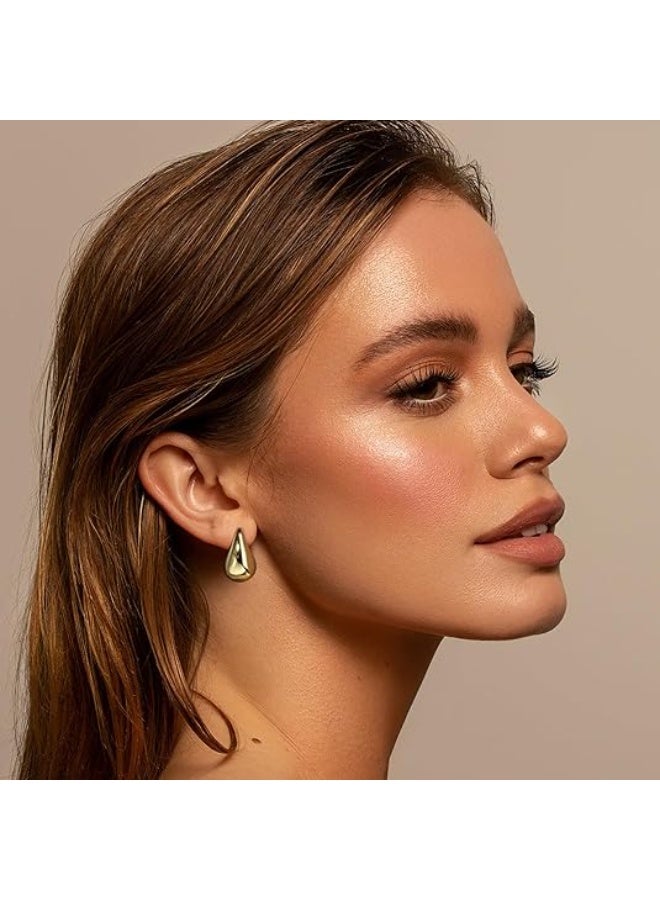 Gold and Silver Hoop Teardrop Earrings Rings Set - Stylish Small Hoop Earrings for Women - Chunky Gold Hoops - Trendy Jewelry Collection - Image 5