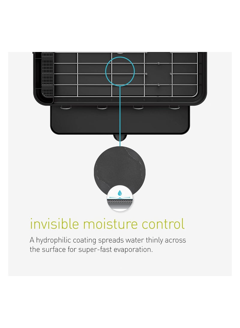 simplehuman حامل تجفيف الأطباق للمطبخ مع فوهة دوارة، إطار من الفولاذ المقاوم للصدأ مقاوم لبصمات الأصابع، أسود غير لامع - Image 5
