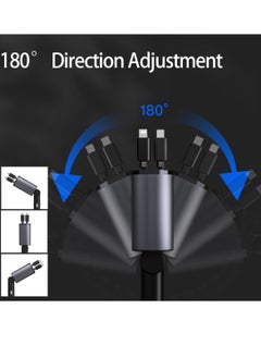 DIGI CORE Retractable Car Charger 4 in 1 Fast Car Phone Charger 120W Retractable Cables And USB Car Charger Compatible With iPhone iOS And Android Smartphone 1 Lightning Cable 1 Type C Cable, Cable Length 800MM  - Image 4