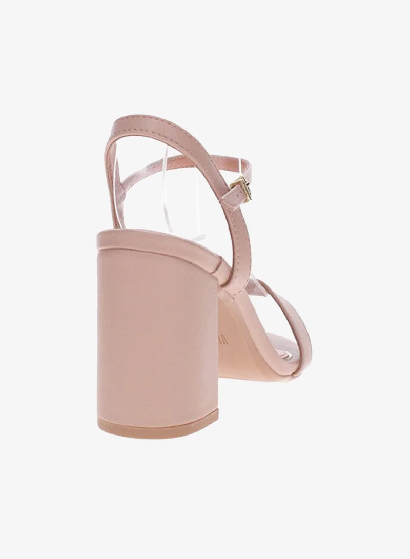 VIZZANO Beige Mid Heels Sandals for Women – Sling Back Heel Sandals for Girls with Ankle Strap for Women | Best Price UAE