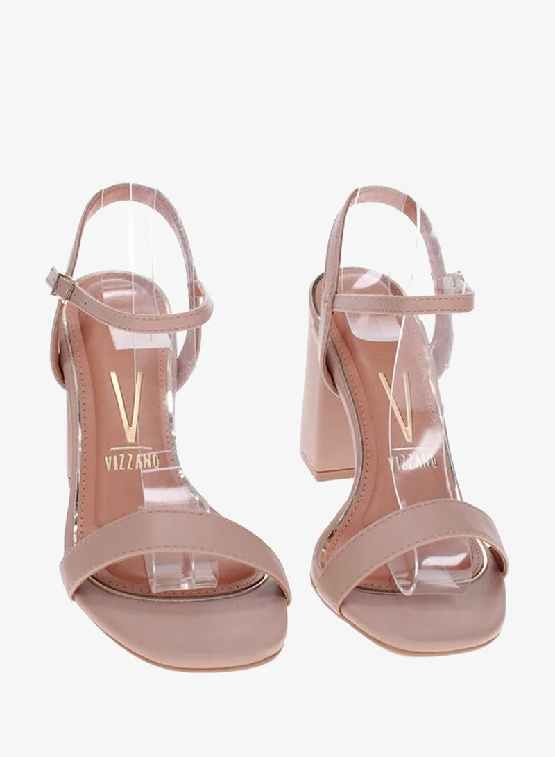VIZZANO Beige Mid Heels Sandals for Women – Sling Back Heel Sandals for Girls with Ankle Strap for Women | Best Price UAE