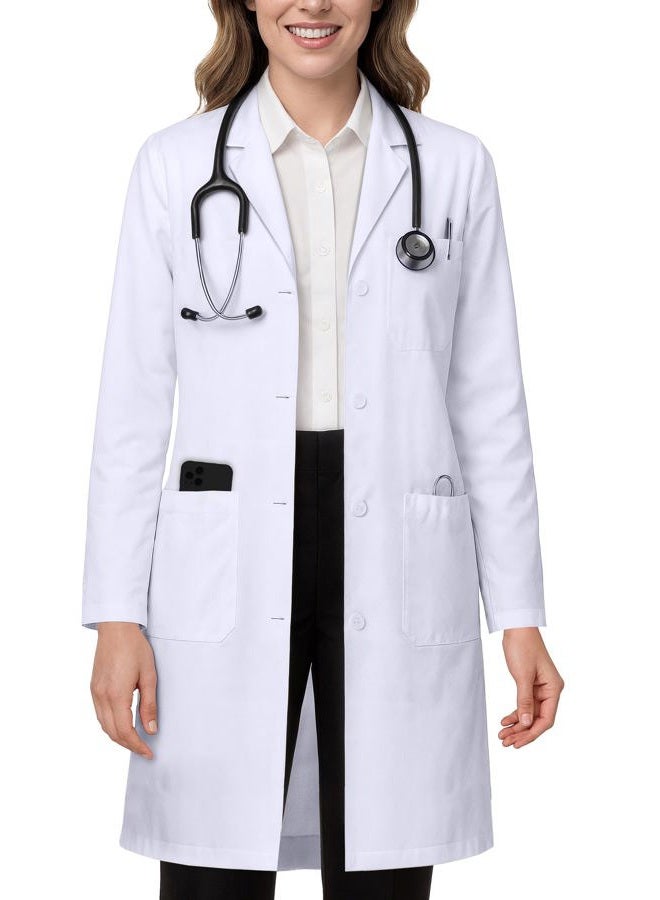 NY Threads Professional Lab Coat for Women, Long Sleeve Poly Cotton Medical Coat 1 Pack, Small, White - Image 1