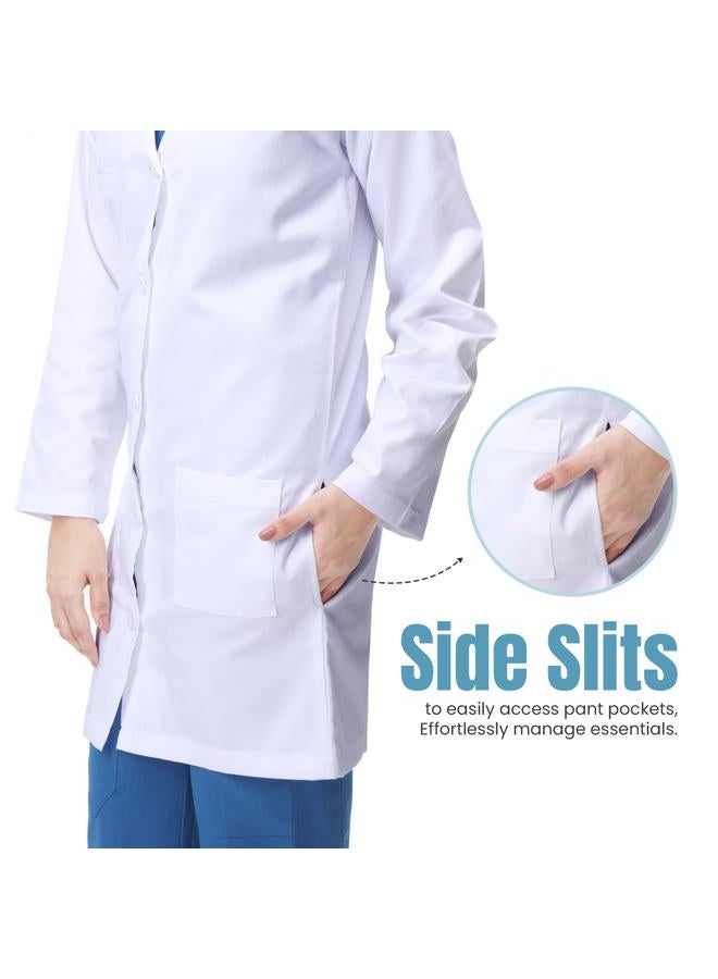 NY Threads Professional Lab Coat for Women, Long Sleeve Poly Cotton Medical Coat 1 Pack, Small, White - Image 4