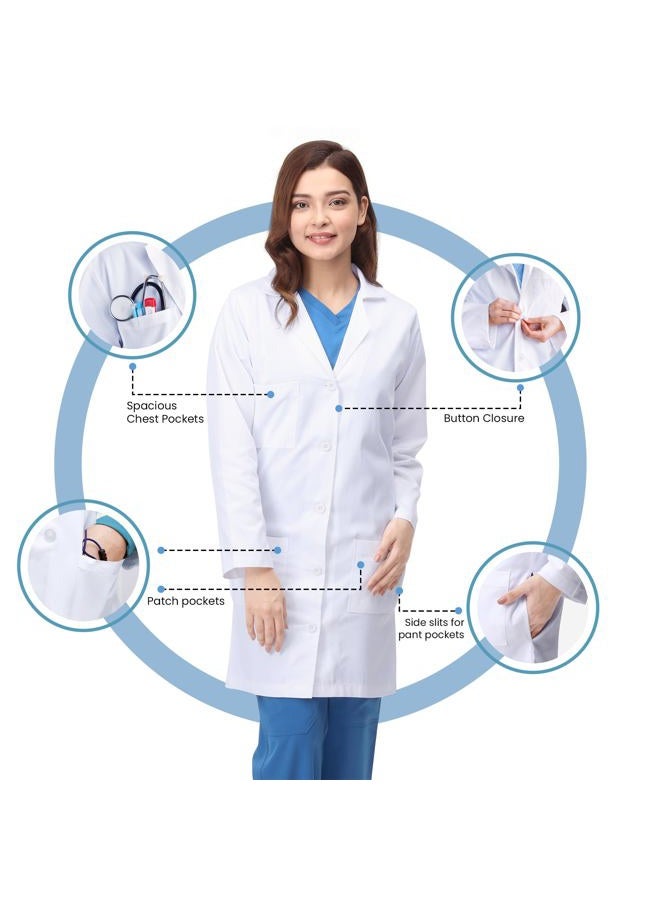 NY Threads Professional Lab Coat for Women, Long Sleeve Poly Cotton Medical Coat 1 Pack, Small, White - Image 5