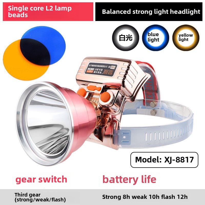 2024 High-Power LED Headlamp for Night Fishing 8817 three light source gravity balanced L2 lamp bead 8817 three light source gravity balanced L2 lamp bead