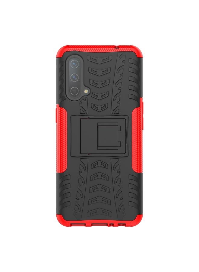 S-TOP Case For OnePlus Nord CE 5G Tire Texture Shockproof TPU+PC Protective Case with Holder - Image 2