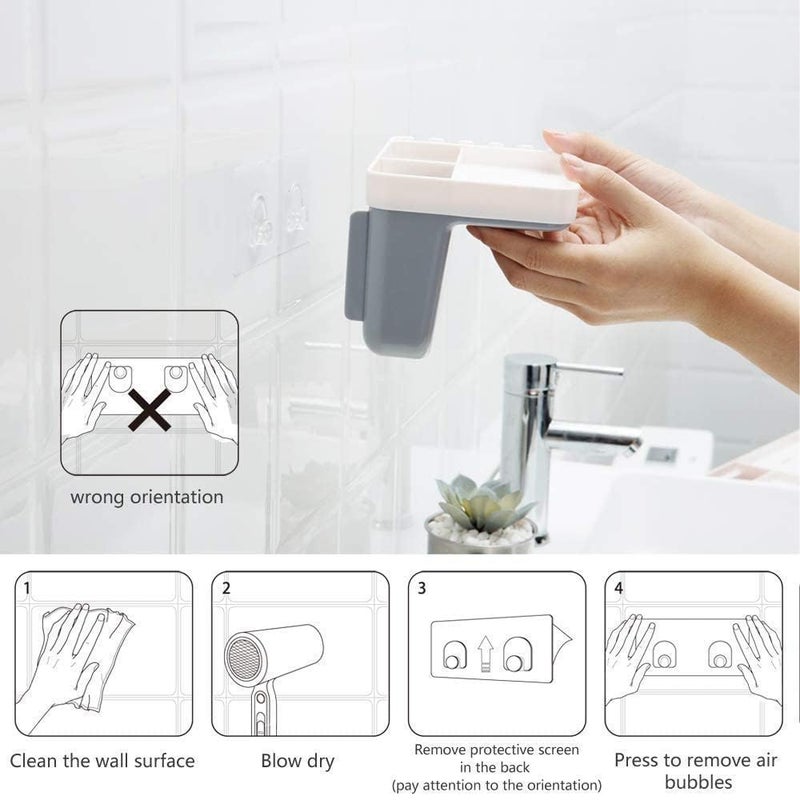 NANIAAY 3 Cup Toothbrush Storage Organizer, Bathroom Rack and Shelf, Magnetic Toothbrush Toothpaste Holder, Bathroom Accessories, Long Storage Tray - Image 4