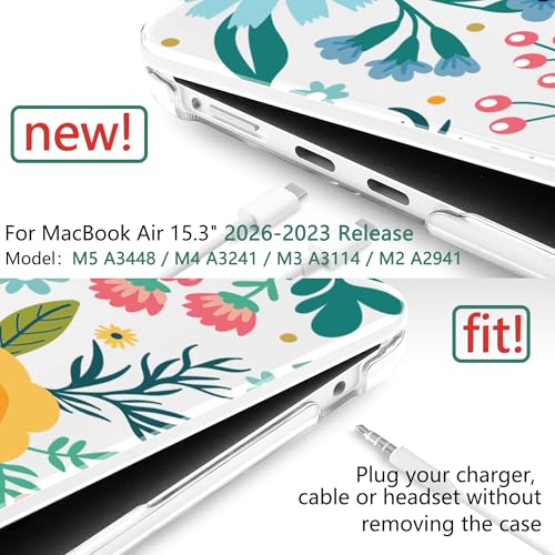 TWOLSKOO for MacBook Air 15 inch Case 2026 2025 2024 2023 Release M5 A3448 M4 A3241 M3 A3114 M2 A2941, Plastic Hard Shell & Screen Protector & Keyboard Cover & Trackpad Film, Abstract Flower - Image 2