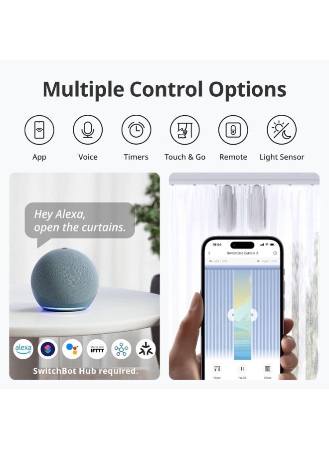 SwitchBot Curtain U Rail 3 Smart Electric Curtain Opener, App & Voice Control, Bluetooth, White - Image 4