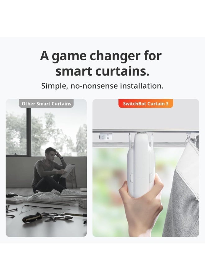 SwitchBot Curtain U Rail 3 Smart Electric Curtain Opener, App & Voice Control, Bluetooth, White - Image 2