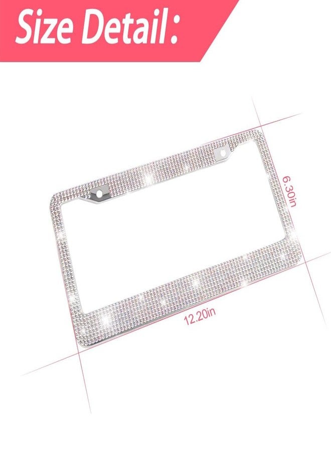 YALOK Bling 2PCS Car License Plate Frame, Handcrafted Crystal Stainless Steel License Plate Frame, Sparkly, Durable, Universal Fit, Car Accessories for Girls, Women (Laser) - Image 2