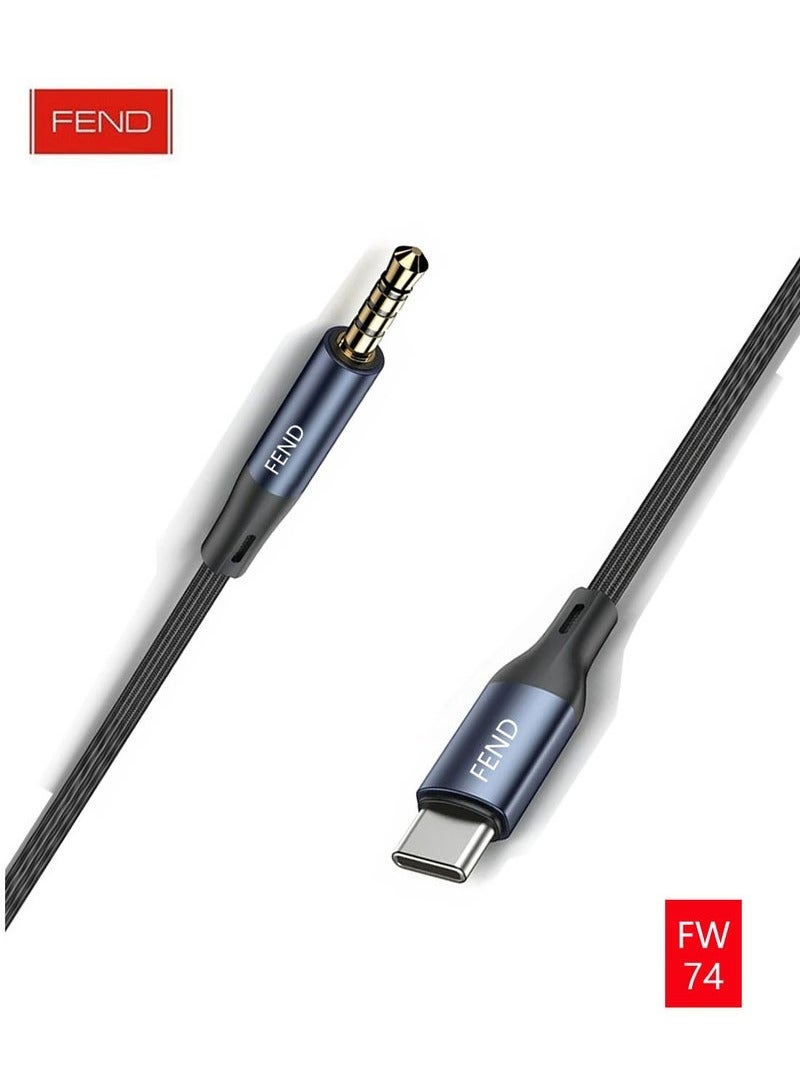 FEND FW74 Type-C to 3.5mm AUX Cable, Nylon Braided 1M Length, Premium Durable Adapter for High-Quality Sound, Universal Compatibility for Smartphones, Tablets, and Audio Devices - Image 1