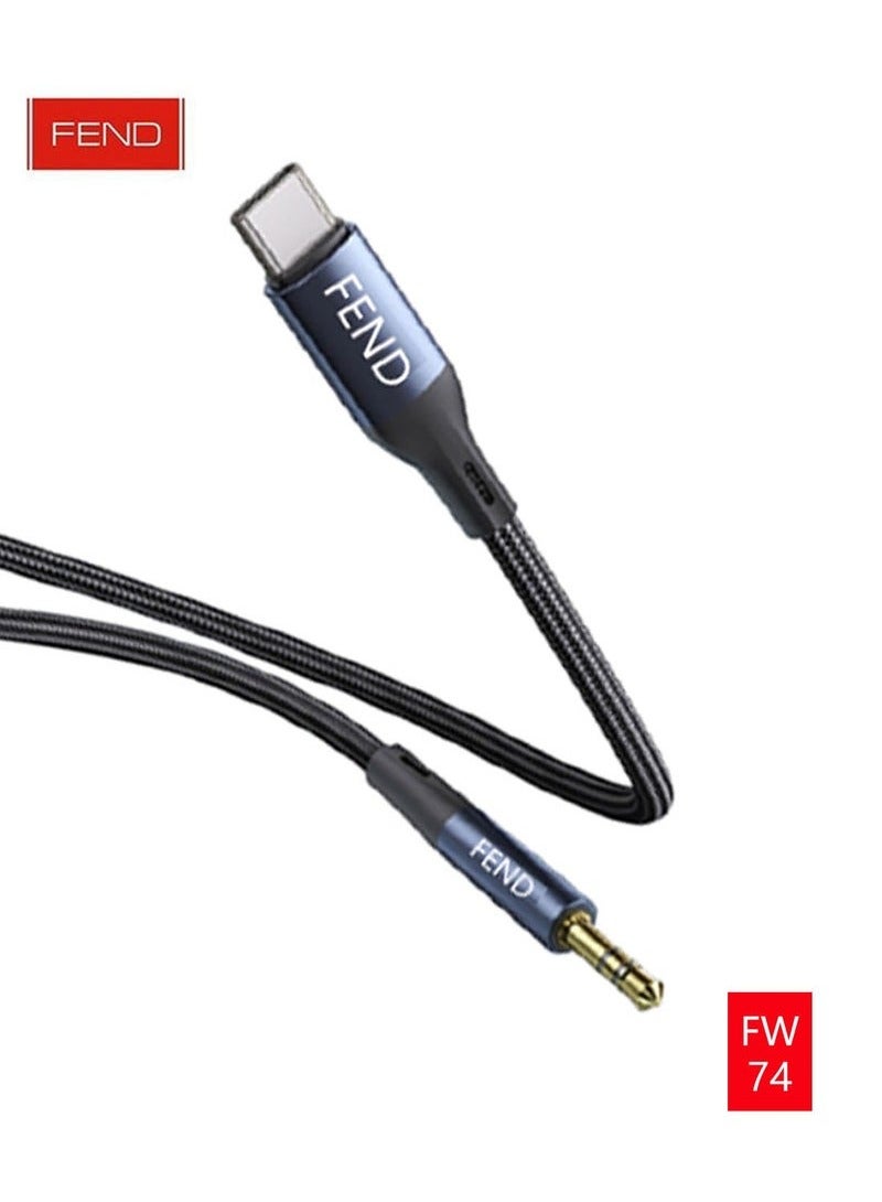 FEND FW74 Type-C to 3.5mm AUX Cable, Nylon Braided 1M Length, Premium Durable Adapter for High-Quality Sound, Universal Compatibility for Smartphones, Tablets, and Audio Devices - Image 2