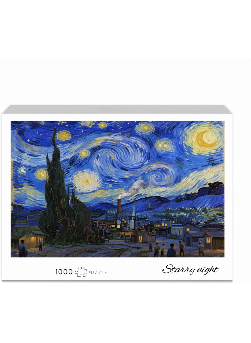 1000 pieces of Van Gogh style puzzle, star moon night theme puzzle, creative design patterns, rich and colorful artistic experience, puzzle leisure, suitable for adults and children - Image 2
