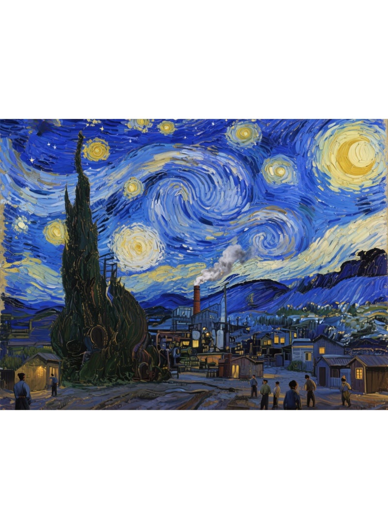 1000 pieces of Van Gogh style puzzle, star moon night theme puzzle, creative design patterns, rich and colorful artistic experience, puzzle leisure, suitable for adults and children - Image 1