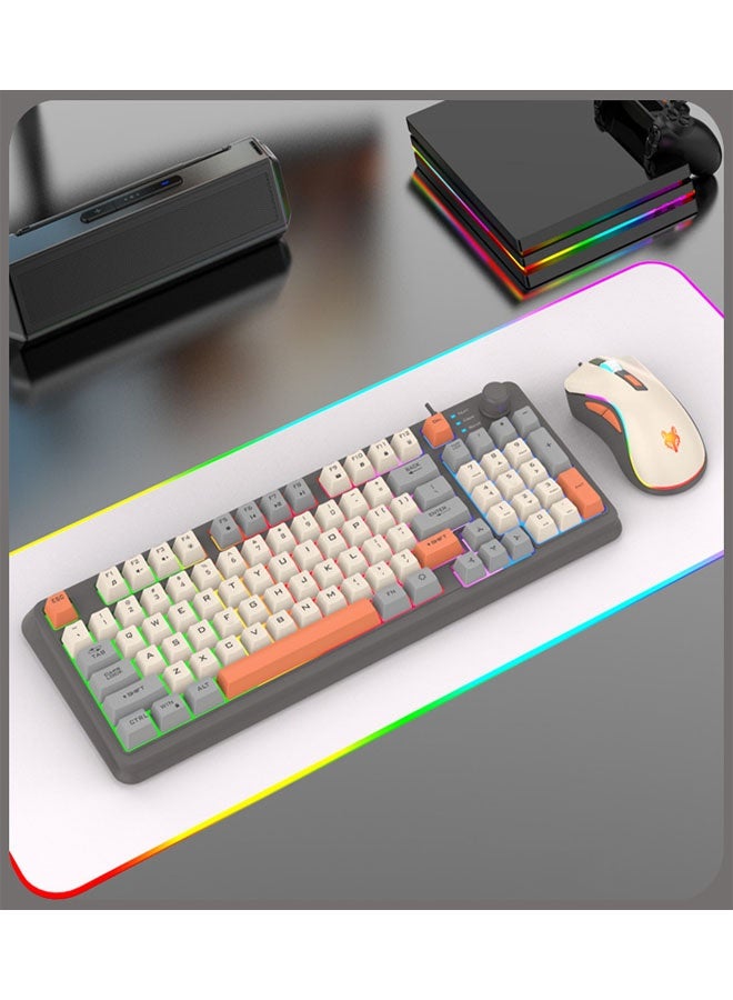 2.4G Wired Gaming Keyboard and Mouse Set, featuring a compact 60% mechanical keyboard with tactile feedback and an ergonomic mini mouse.
