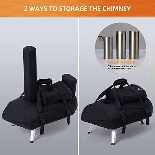 NOELIFE Waterproof Cover for Ooni Fyra 12 Pizza Oven, Accessories for Ooni 12, Pizza Maker Carry Cover, 2 Ways to Store Chimneys, with Straps in the Bottom for Fixation (Oven Not Included) - Image 2
