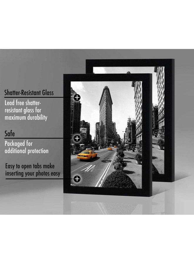 Americanflat Americanflat 11x17 Picture Frame with Shatter-Resistant Glass - Set of 2 - Gallery Style Frame with Engineered Wood - Signature Collection - Picture Frame Set for Wall Display - Black - Image 3