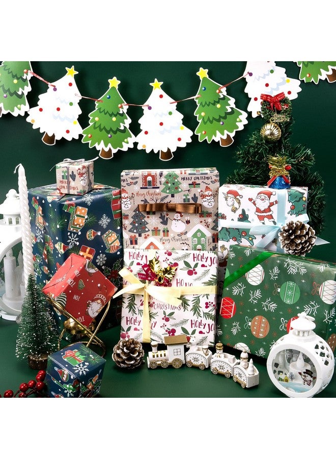 Toptime Christmas Wrapping Paper, Red And Green Gift Wrapping Paper With Gnomes, Berry, Snowman, 6 Sheets Cute Xmas Wrapping Paper, Folded Flat Gift Wrap For Christmas, Holiday, Party (27.6X19.7In) - Image 2