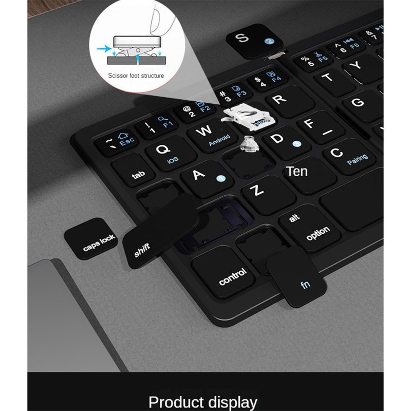SK-B055 Wireless Keyboard Folding Touch Keyboard Full Function Folding Bluetooth Keyboard For iPad Mobile Phone Tablet PC Business/Office Leather Keyboard - Image 2