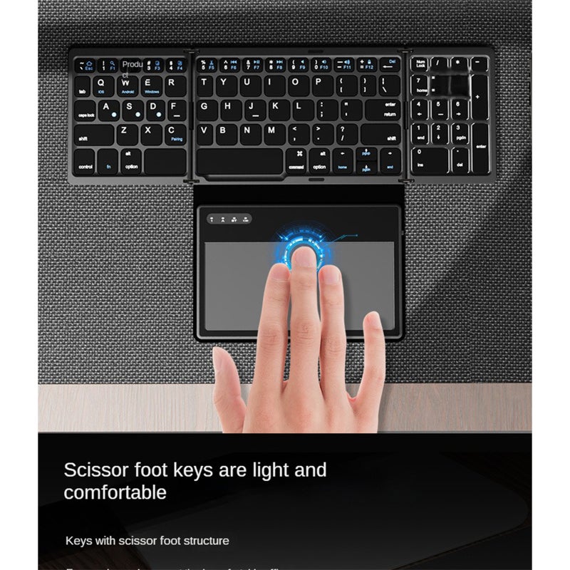 SK-B055 Wireless Keyboard Folding Touch Keyboard Full Function Folding Bluetooth Keyboard For iPad Mobile Phone Tablet PC Business/Office Leather Keyboard - Image 3